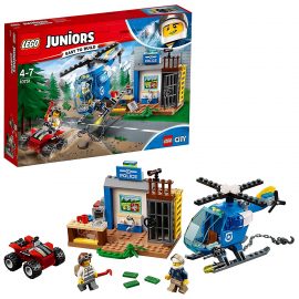Lego 10720 LEGO 10751 Juniors Mountain Police Chase Building Set, Toy Police Station Helicopter and Bike, Fun Build and Play Sets for Kids 4-7