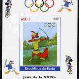 Lego 70152 Benin 2008 Beijing Olympics – Disney Characters – Archery imperf Individual Deluxe Sheet unmounted Mint Disney Olympics Baseball Sport Archery JANDRSTAMPS (70152)