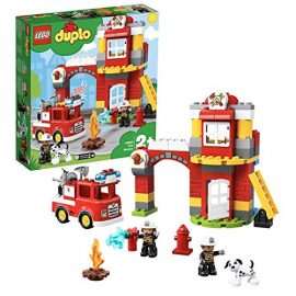 LEGO 10903 DUPLO Town Fire Station with Light and Sound, Fire Engine and 2 Firemen Figures, Toy for Kids Age 2-5