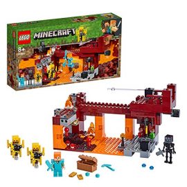 LEGO 21154 Minecraft Bridge Alex Minifigure, Wither Skeleton Figure, Lava and Blaze Mob Elements the Nether Micro World Toys for Kids