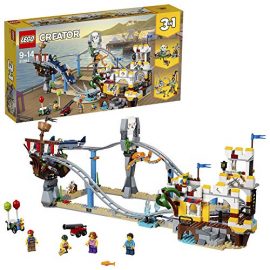 LEGO 31084 Creator 3in1 Pirate Roller Coaster Funfair Skull and Ship Ride Model Building Set with 4 Minifigures, Seaside Toys for Kids 9-14 Years Old