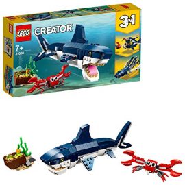 LEGO 31088 Creator 3in1 Deep Sea Creatures Shark, Crab and Squid or Angler Fish, Seaside Adventures Building Set, Toys for Kids 7 Years Old and Older