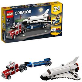 LEGO 31091 Creator 3in1 Shuttle Transporter Spaceship, Helicopter Transporter and Car with Caravan, Adventures Building Set, Vehicle Toys for Kids 7 Years Old and Older