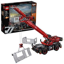 LEGO 42082 Technic Rough Terrain Crane 2 in 1 Mobile Pile Driver Heavy Duty Truck with Power Functions Motor, Advanced Building Set, Construction Vehicles Collection