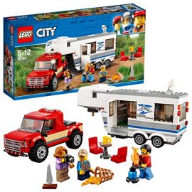 LEGO 60182 City Great Vehicles Pickup and Caravan Truck Toy with 3 Explorer Minifigures, Holiday Sets for Kids