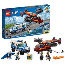 LEGO 60209 City Police Sky Police Diamond Heist with Chase Helicopter and Truck Toys plus Jetpack, 4 Minifigures and Light and Sound Brick, Jail Break Sets for Kids