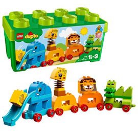 LEGO 10863 DUPLO My First Animal Brick Box Storage Set with Zoo Train, Preschool Toys for 1.5-3 Years Old Boys and Girls