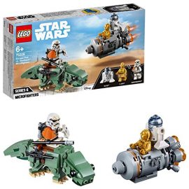 LEGO 75228 Star Wars Escape Pod vs. Dewback Microfighters Battlefront Games Set Collection with C-3PO Robot, R2-D2 and Sandtrooper