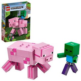 LEGO 21157 Minecraft BigFig Pig with Baby Zombie Figures Building Set, Toys for Kids 7+ Years Old