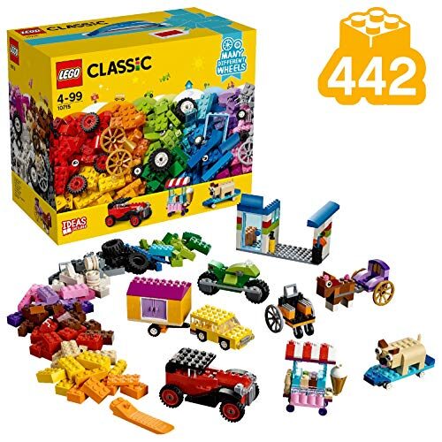LEGO 10715 Classic Bricks on a Roll Construction Set, Colourful Vehicle Toy Bricks, Building Playset with Tires and Wheels (422 Pieces)