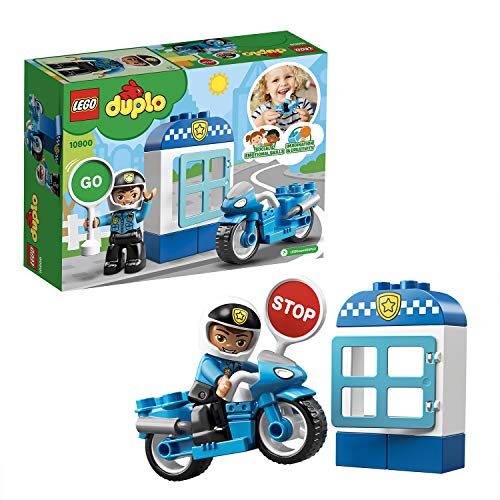LEGO 10900 DUPLO Town Police Bike Building Bricks Set with Policeman Figure, Police Motorcycle Toy for Toddlers