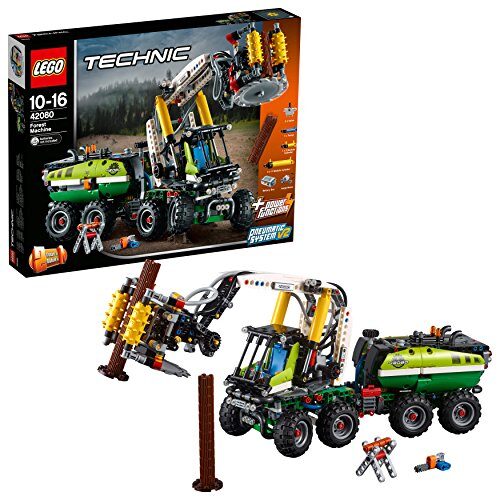 LEGO 42080 Technic Forest Machine Truck, 2 in 1 Tractor with Log Trailer, Power Functions Motor and Pneumatic System, Advanced Construction Toy