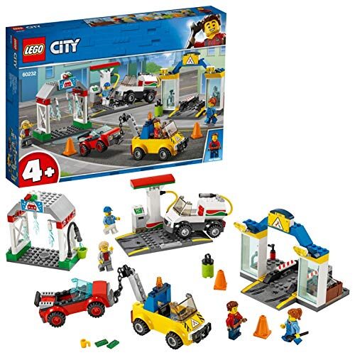 LEGO 60232 City Town Garage Center Cars Set with 3 Cars and 4 Minifigures, Toys for Kids 4 Years Old