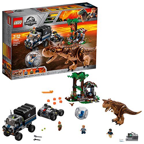 LEGO 75929 Jurassic World Carnotaurus Gyrosphere Escape Owen Minifigure Toy Dinosour, Truck, Station and Mobile Control Center, Fallen Kingdom Movie Sets