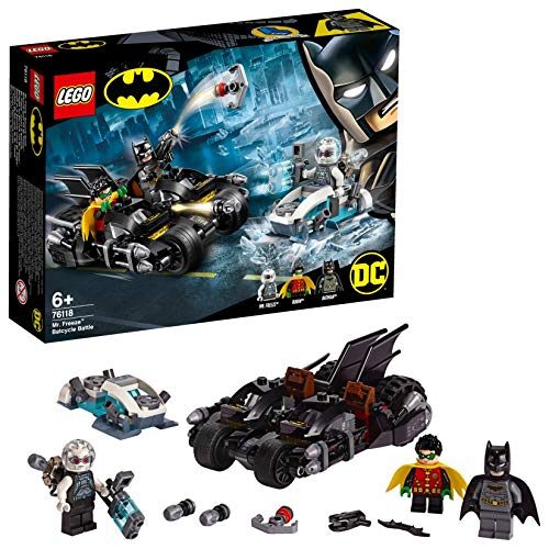LEGO 76118 DC Mr. Freeze Batcycle Battle 2 in1 Bike Set, Batman and Robin Cycle Chase, Multicolour